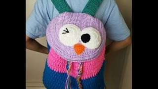 Mochila de buho a crochet Crochet owl backpack [upl. by Steinke]