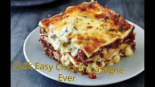 Easy Chicken Lasagna Recipe with Bechamel Sauce  طريقة عمل لازانيا بالدجاج سهلة وبسيطة لذيذة للعشاء [upl. by Yattirb694]