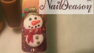 uñas para navidad  muñecos de nieve  uñas navideñas paso a paso 2015 [upl. by Ferde]