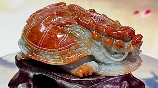 Patung Fengshui Dragon Turtle Berbahan Giok Chicken Blood Jadeite Grade A [upl. by Notanhoj408]