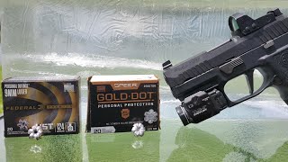 First Ballistic Gel Test 9mm 124gr Speer Gold Dot vs Federal HST [upl. by Royal]