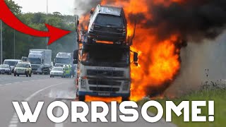 UNBELIEVABLE UK LORRY DRIVERS  Lorry Hits Low Bridge HGV Gets Stuck Lorry Ends Up Exploding 23 [upl. by Antonie519]