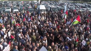 ProPalestinian convoy leaves Istanbul for US airbase [upl. by Paz]