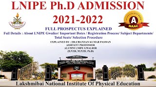 LNIPE PhD Admission 20212022  PhD Full Admission Procedure explained  LNIPE GWALIOR 2021 [upl. by Airahs476]