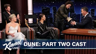 Jimmy Kimmel Interviews Timothée Chalamet Zendaya Austin Butler amp Florence Pugh [upl. by Arvie880]