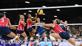 Team USA womens volleyball holds off furious comeback attempt from Serbia  Paris Olympics [upl. by Volnay]