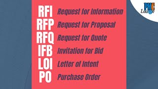 Procurement Documents  RFP RFI RFQ IFB LOI PO [upl. by Artemus]