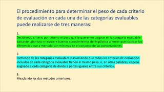 PONDERACIONES DE LOS CRITERIOS 1 [upl. by Garnet]