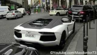 White and Black Carbon Lamborghini Aventador in Paris [upl. by Enomrej]