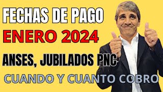 FECHAS DE COBROS DE LOS JUBILADOS Y PNC ENERO 2024 [upl. by Zebaj]