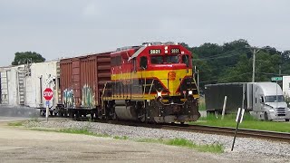 KCS 2821 leads a weed sprayer train north on the Davenport Sub June 2 2024 [upl. by Rybma]