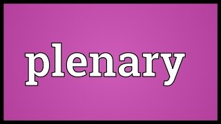 Plenary Meaning [upl. by Innavoeg]