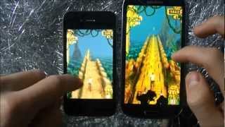 Samsung Galaxy S3 vs iPhone 4  Game Test  Temple Run [upl. by Oiralih]