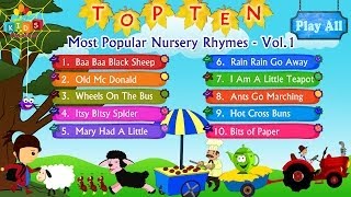 Top 10  Ten Most Popular Nursery Rhymes Collection Vol 1 with Lyrics  Kids Videos For Kids [upl. by Gurtner]