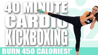 40 Minute CARDIO KICKBOXING WORKOUT 🔥BURN 450 CALORIES🔥Sydney Cummings [upl. by Amikat33]