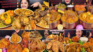 ASMR EATING MUTTON BIRYANI CHICKEN BIRYANI FISH BIRYANIEGG BIRYANI CHICKEN BIRYANI WITH CURRY [upl. by Cross]