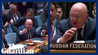 Russia interrupts minutes silence for victims of Ukraine war at UN security council meeting [upl. by Cressy269]