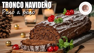 TRONCO NAVIDEÑO paso a paso  Chocolate Yule Log  Receta Navideña 🎁🎄 [upl. by Ogir]