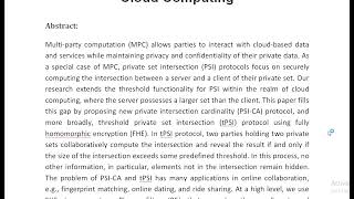 Enabling Threshold Functionality for Private Set Intersection Protocols in Cloud Computing [upl. by Leanard]