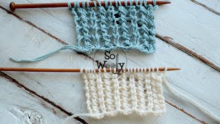 How to knit a Super Easy Tworow Repeat Lace stitch pattern  So Woolly [upl. by Anerrol]