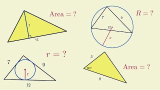 Finding area inradius and circumradius of a triangle [upl. by Sarajane]