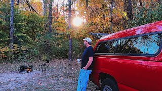 Camping Red Beans amp Rice with Grilled Spicy Sausage Solo Truck Camping [upl. by Rehpretsirhc194]