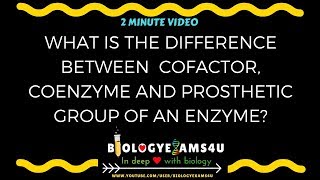 Difference between Cofactor Coenzyme and Prosthetic groups of an enzyme [upl. by Lertnom]