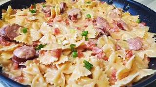 EASY Kielbasa With Bowtie Pasta  Whats For dinner [upl. by Gustafson418]