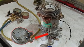 Truck Air Conditioner Sanden Compressor  AC Compressor Shaft Seal Leak Check [upl. by Knapp]