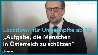 Alexander Schallenberg Bundeskanzler Österreich zum Lockdown für Ungeimpfte am 15112021 [upl. by Nitsed]