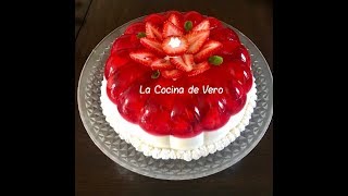 Gelatina de fresas con crema y leche condensada [upl. by Aksoyn]