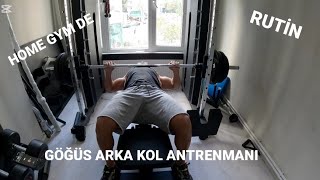 RUTİN HOME GYM DE GÖĞÜS VE ARKA KOL ANTRENMANI YAŞ 53 [upl. by Ayanal]