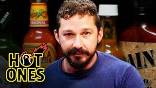 Shia LaBeouf Sheds a Tear While Eating Spicy Wings  Hot Ones [upl. by Sirkin]