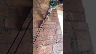 Inclinedgroove chiseling process for the red brick wall [upl. by Brocky]