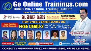 SQL Server Basics Demo Part2  November 19th 2024  Bhaskar Jogi  Go Online Trainings  90000 75637 [upl. by Anitnauq418]