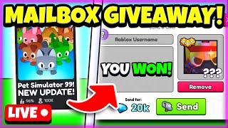 🔴PET SIM UPDATE DAY HYPE HUGE MAILBOX GIVEAWAY livestreams roblox robloxlive [upl. by Micheline]