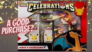 Lances Charizard v box  Celebrations  Pokémon TCG [upl. by Solrak]