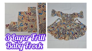 3 layer frill Baby Frock Cutting And Stitching23Years Baby Baby frilly Frock [upl. by Noslen]