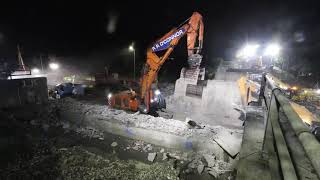 Timelapse of M62 bridge demolition in Greater Manchester [upl. by Rosati]