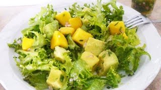 Cómo preparar una rica Ensalada de mango con vinagreta de pimientos [upl. by Aracal508]