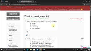 NPTEL Management Information System Week4 Assignment 4 Solution July 2024 [upl. by Glover962]