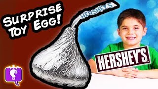 HobbyKids Open a Giant Hersheys TOY Surprise Egg [upl. by Atsiuqal]