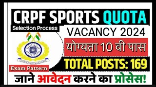 CRPF SPORTS QUOTA RECRUITMENT 2024  CRPF VACANCY 2024  crpf army bsf ssc job youtube trend [upl. by Teiluj]