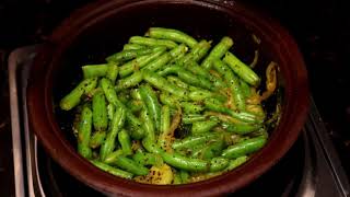 කොල පාටට රසට බෝංචි උයමුGreen Beans Curry💓MR KITCHEN💓 [upl. by Accisej]