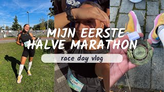 MIJN EERSTE HALVE MARATHON BREDA SINGELLOOP RACEDAY VLOG [upl. by Tnattirb]