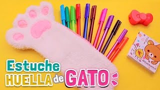 Haz un ESTUCHE para Lápices de HUELLA DE GATO Fácil Diy Kawaii ☆ Regreso a Clases ✔ l Fabbi Lee [upl. by Rosena512]