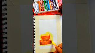 Diya art   oil pastel colour diya drawing [upl. by Enellek]