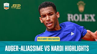 Felix AugerAliassime vs Luca Nardi Highlights  Rolex Monte Carlo Masters 2024 [upl. by Bolten]