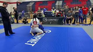 CompNet Jiu Jitsu  Gracie Barra tournament 40 Lbs Increase Gray vs Yellow Belt Feb 2024  win [upl. by Gorrono]