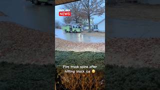 Fire truck spinning out after hitting black ice in Imperial Missouri [upl. by Petra]